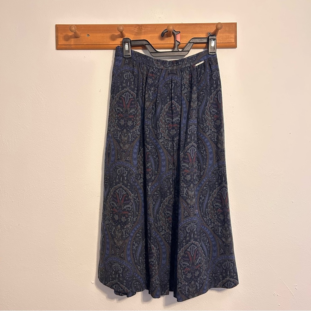 Vintage Wool Blend Print Skirt Size EU 38
